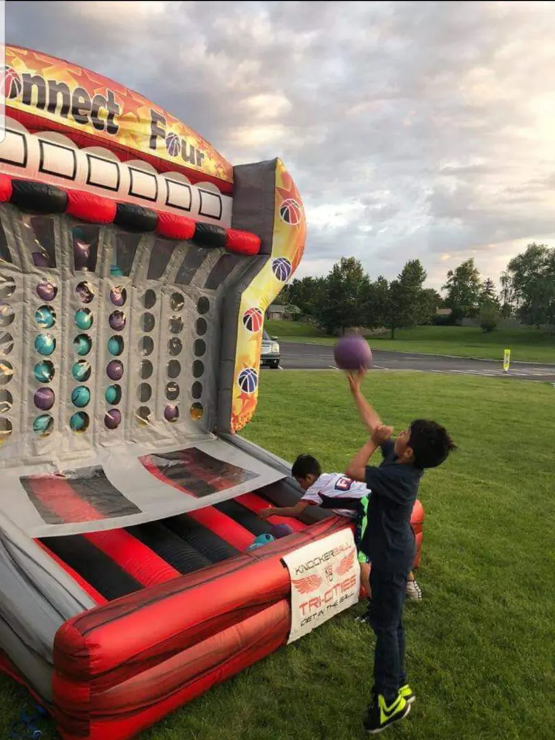 An inflatable Connect Four game