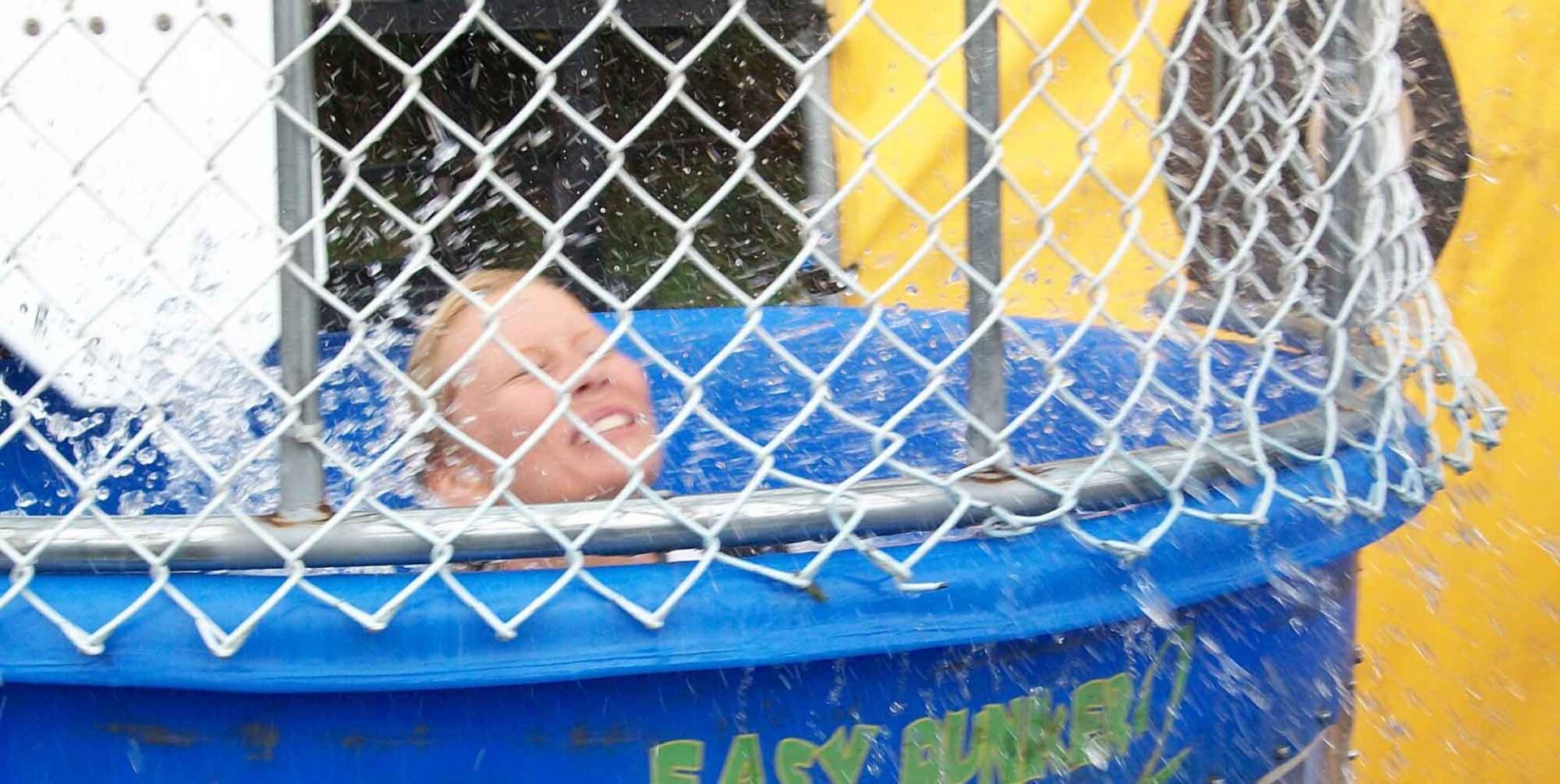 Woman in a dunk tank